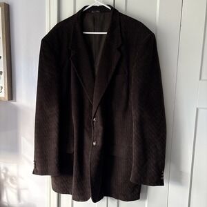 Monsieur Adolfo 46L Brown Chevron Corduroy‎ Mens Blazer Jacket Sport Coat